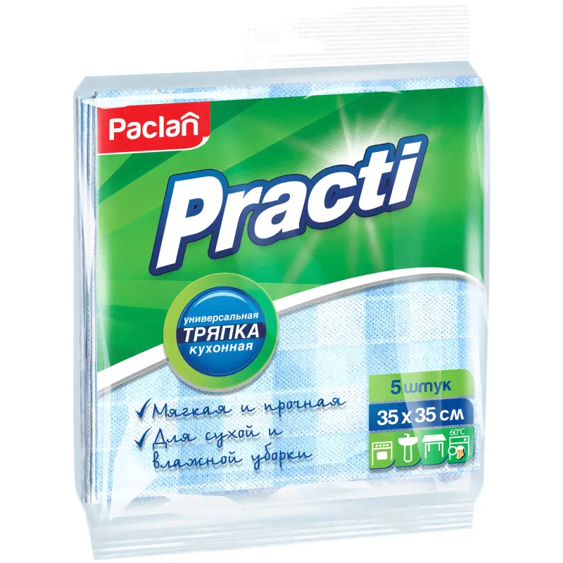 Салфетки Paclan Practi универсальные антибактериальные 35x35см, 5шт-0