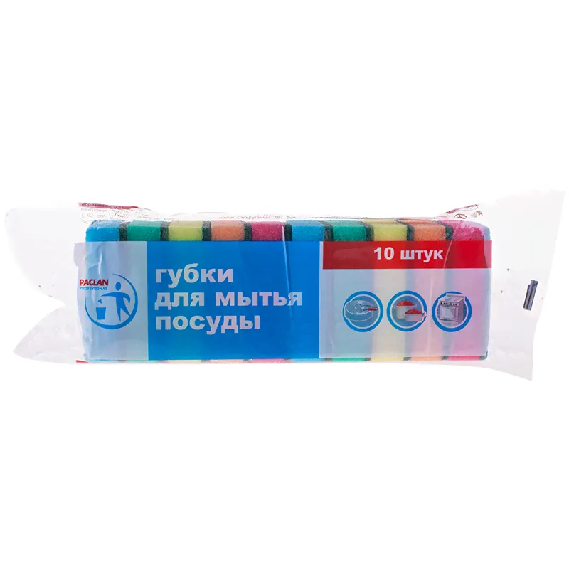 Губка для посуды Paclan Professional 10шт 80*5*2.5/133300