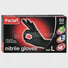 Paclan Перчатки нитриловые черные (L) 50 шт/упак.