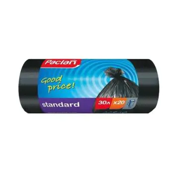 Мусорные пакеты 30 л, 450x550 мм, 20 шт/рул. черные, Paclan Standart-0