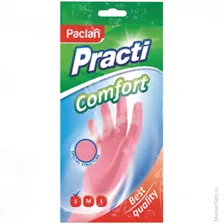 Перчатки резиновые PACLAN "PRACTI" COMFORT S, пара розовые