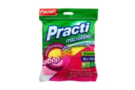 Салфетки хозяйственные Paclan Practi микрофибра, 30x30 см, 4 шт. в упаковке