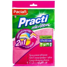Салфетка губчатая для уборки Paclan Practi Microfiber 2в1 универсальная 17x23 см (1 шт)