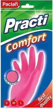 Перчатки резиновые PACLAN "PRACTI" COMFORT, р.М, розовые/206846
