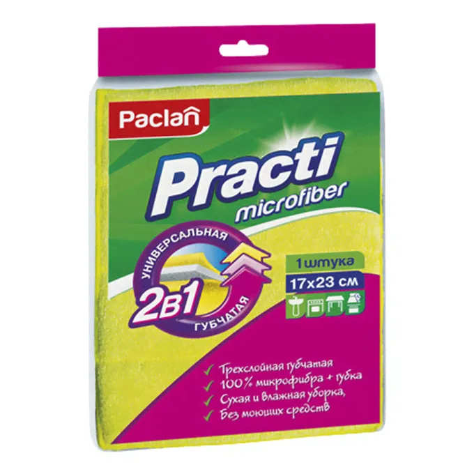 Paclan Салфетка-губка 2 в 1 из микрофибры-0
