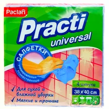 Салфетки для уборки Paclan (Пеклан) Practi 4шт 38*40см Universal нетканные