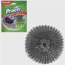 Губка (мочалка) для посуды металлическая, БОЛЬШАЯ, сетчатая, 38 г, PACLAN 'Practi', Paclan
