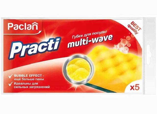 Paclan губки для посуды Practi Multi-Wave 5шт