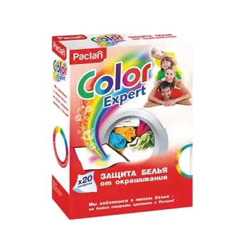 Салфетки Color Expert 2 в 1 защита белья от окрашивания пятновыводитель Paclan 20 шт