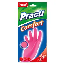 Перчатки резиновые Paclan Comfort р. L, розовые