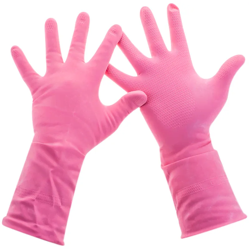 Перчатки резиновые PACLAN "PRACTI" COMFORT L, пара розовые-1