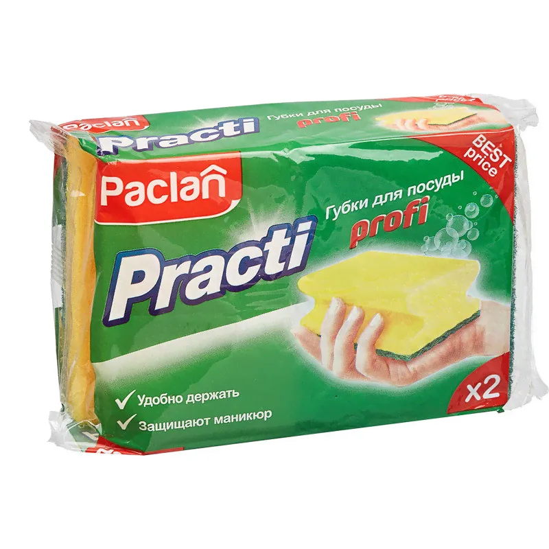 Губки для мытья посуды Paclan Practi Profi 2 штуки в упаковке-0