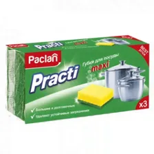 Губка для мытья посуды 3шт/уп. PACLAN, комплект 3 шт