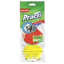 Губки (мочалки) для посуды пластиковые, КОМПЛЕКТ 3 шт, PACLAN Practi, 408230