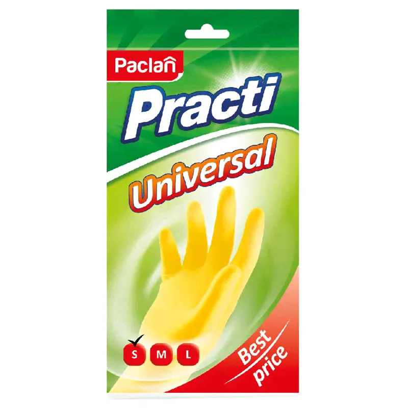 Перчатки резиновые Paclan Universal р. S, желтые-0