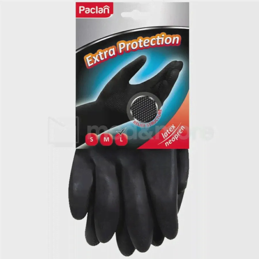 Paclan Перчатки неопреновые Paclan Extra Protection (L) чёрные 1 пара
