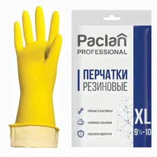 Перчатки латексные Paclan Professional р.XL, желтые, с х/б напылением