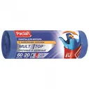 Пакеты для мусора 60л, Paclan Multitop (60x72см, 14мкм, синие) 20шт. в рулоне, с завязками (402090/402092)