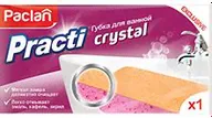 Paclan Practi Crystal Губка для ванной с абразивным слоем из искуственной замши