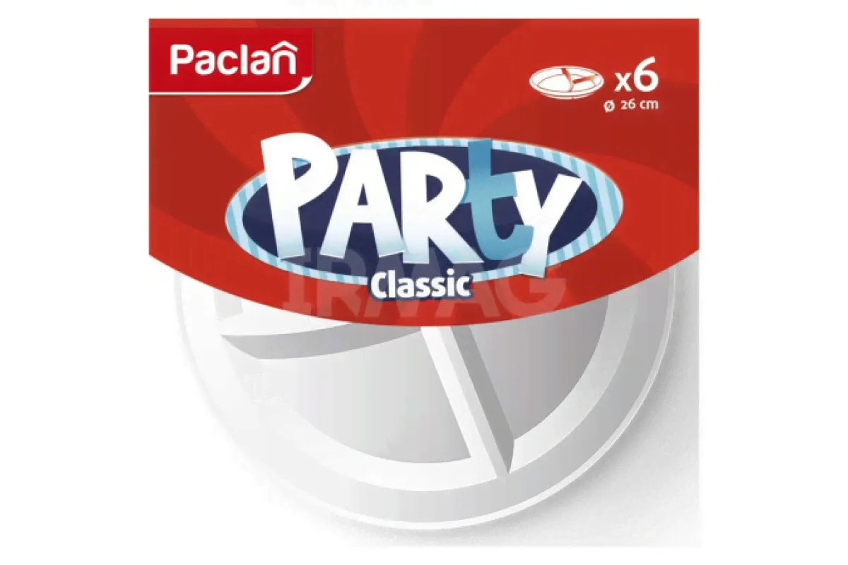 PACLAN тарелка пластиковая СЕКЦИОННАЯ белая 6шт/уп (260мм)