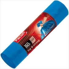 Пакеты для мусора ПВД 160л. 10шт. 21мкм, Paclan Big &strong, рулон, синие