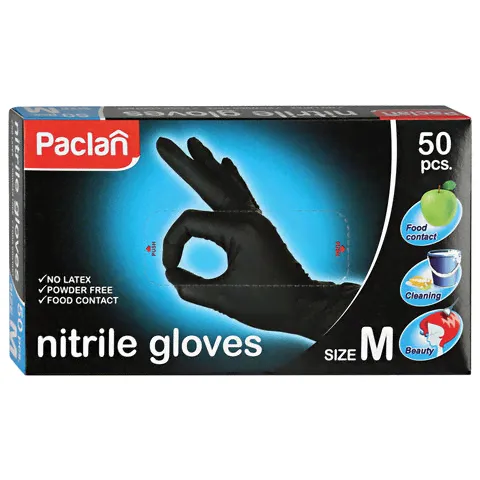 Перчатки нитриловые черные Paclan (M) 25 пар-0