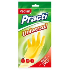 Перчатки резиновые Paclan Universal р. S, желтые