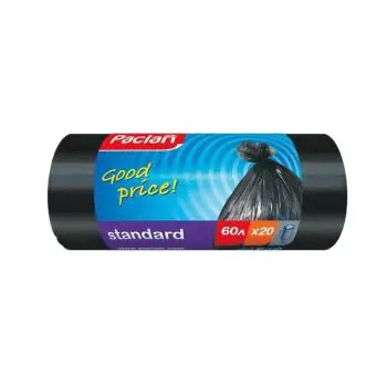 Мусорные пакеты 60 л, 600x700 мм, 20 шт/рул. черные, Paclan Standart-1