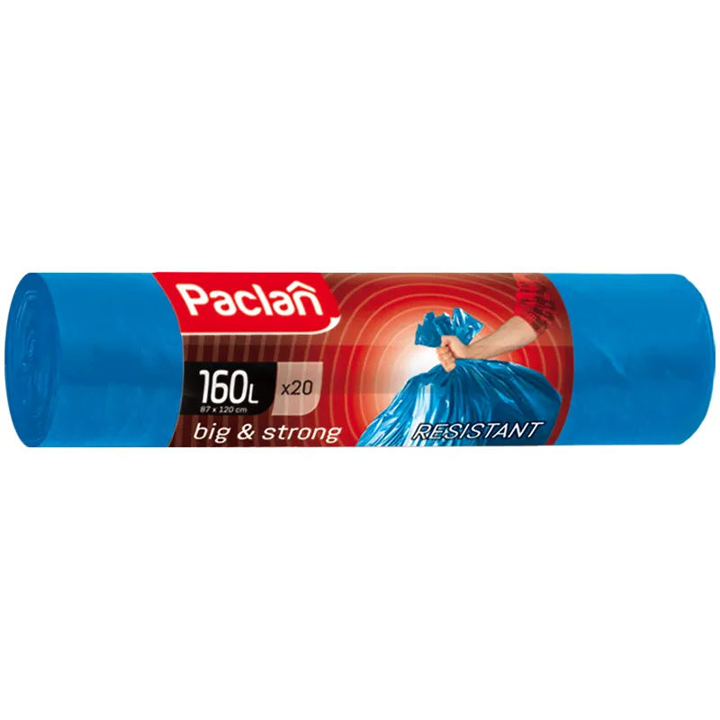 Мешки для мусора 160л Paclan "Big &strong" ПВД, 87*120см, 21мкм, 10шт., синие, в рулоне 206828, 604075